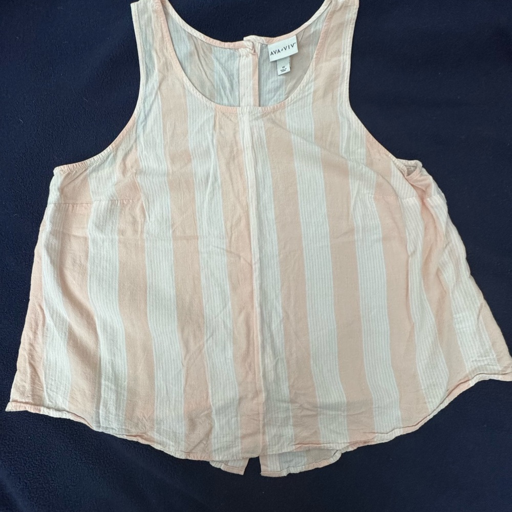 Ava & Viv Women's Striped Tank Top - Pink and White
